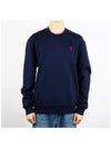 Small Heart Logo Sweatshirt Navy - AMI - BALAAN 4