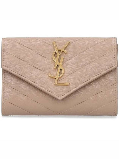 Monogram Envelope Small Half Wallet Dark Beige - SAINT LAURENT - BALAAN 2