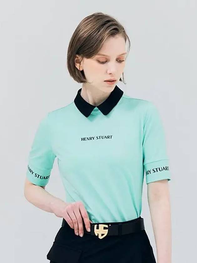 Golf women s collar color matching 5 part t shirt green - HENRY STUART - BALAAN 2