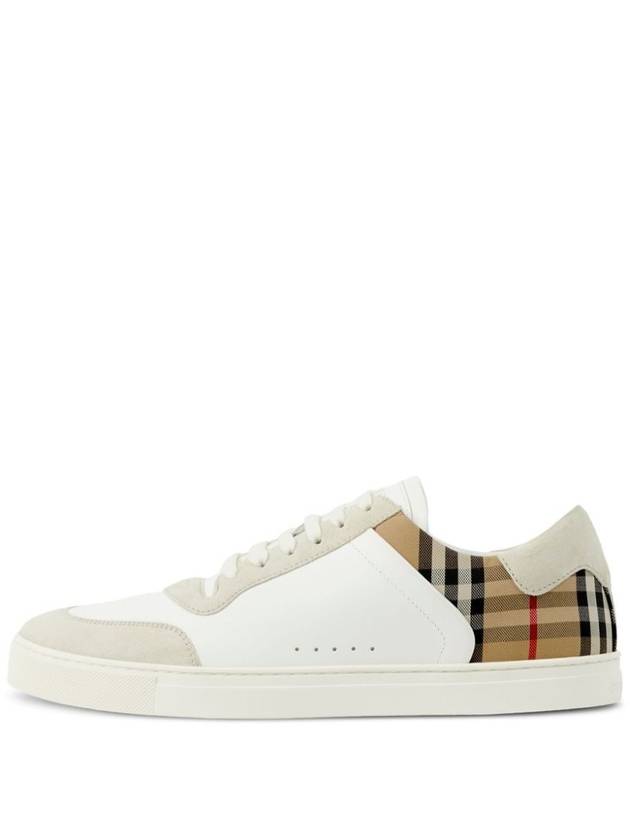 Check Leather Suede Sneakers Natural White Archive Beige - BURBERRY - BALAAN 6