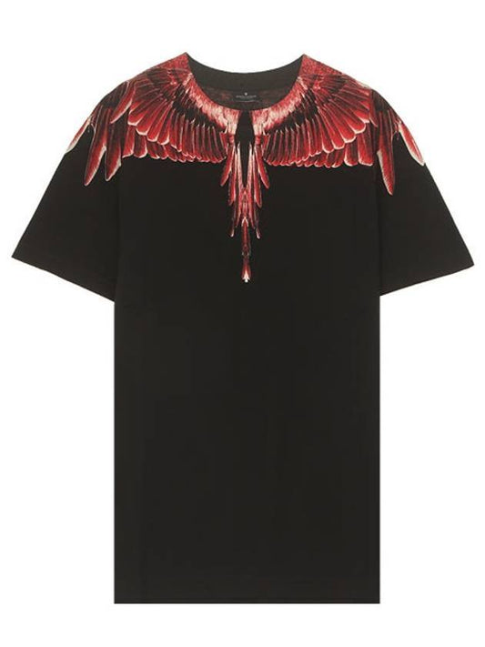 Red Wings Short Sleeve T-shirt Black - MARCELO BURLON - BALAAN 1