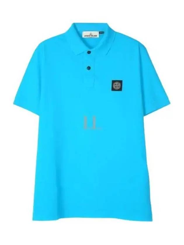 Men's Logo Patch Cotton Polo Shirt Blue - STONE ISLAND - BALAAN 2