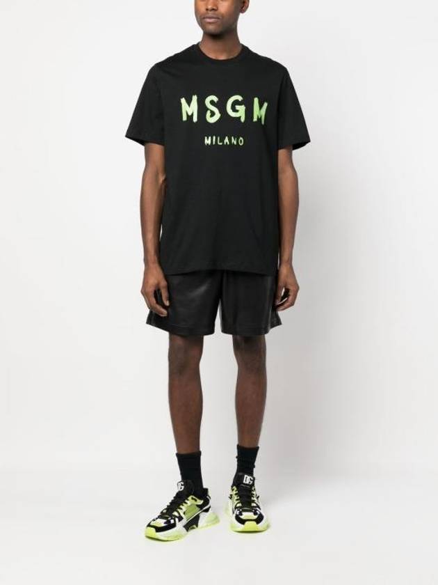 Milano Brushed Logo Cotton Short Sleeve T-Shirt Black - MSGM - BALAAN 6