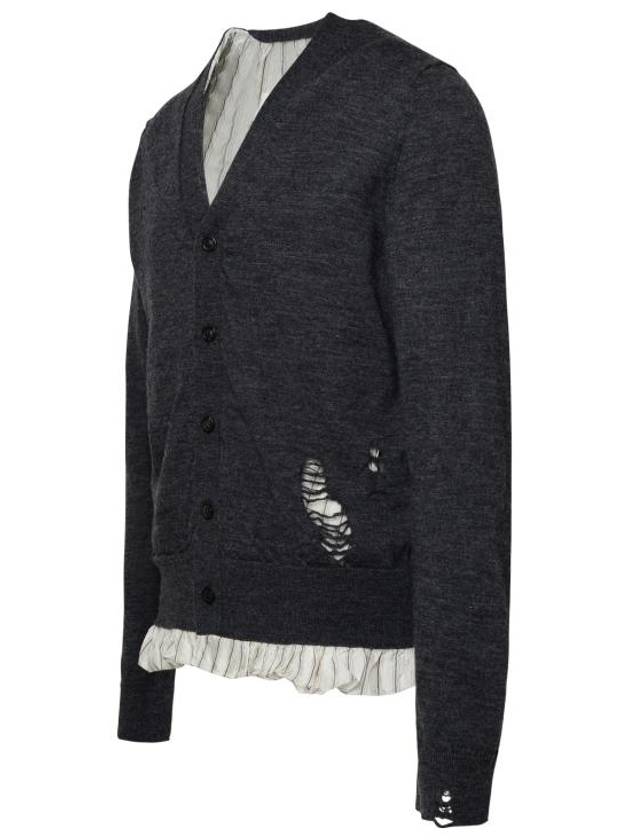 Men's Distressed Cardigan Dark Grey - MAISON MARGIELA - BALAAN 3