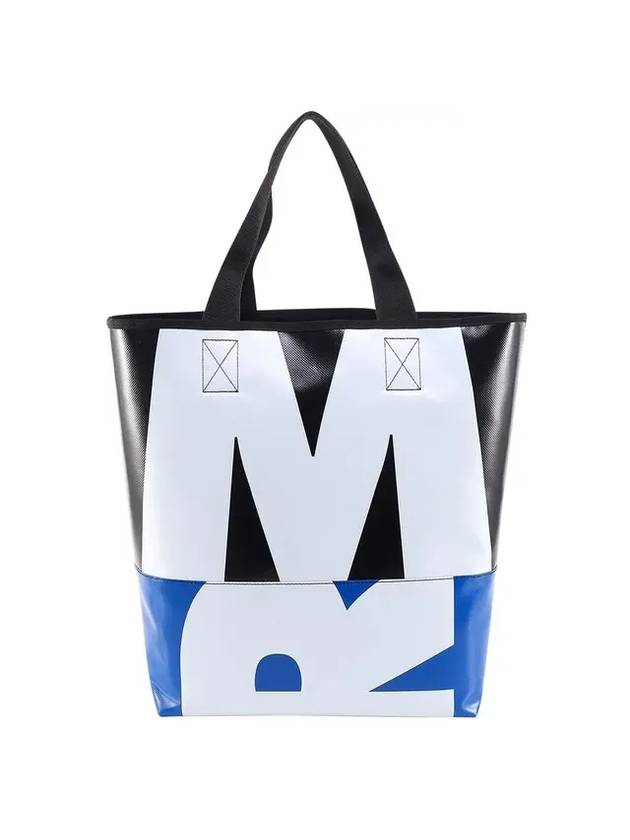 two-tone logo tote bag black blue - MARNI - BALAAN.