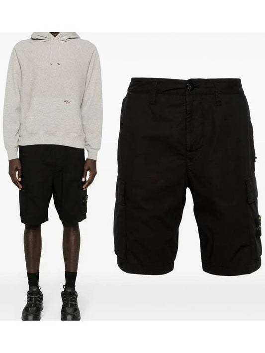 Light Stretch Cotton Bermuda Shorts Black - STONE ISLAND - BALAAN 2