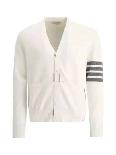 Milano Stitch 4 Bar Cardigan White - THOM BROWNE - BALAAN 2