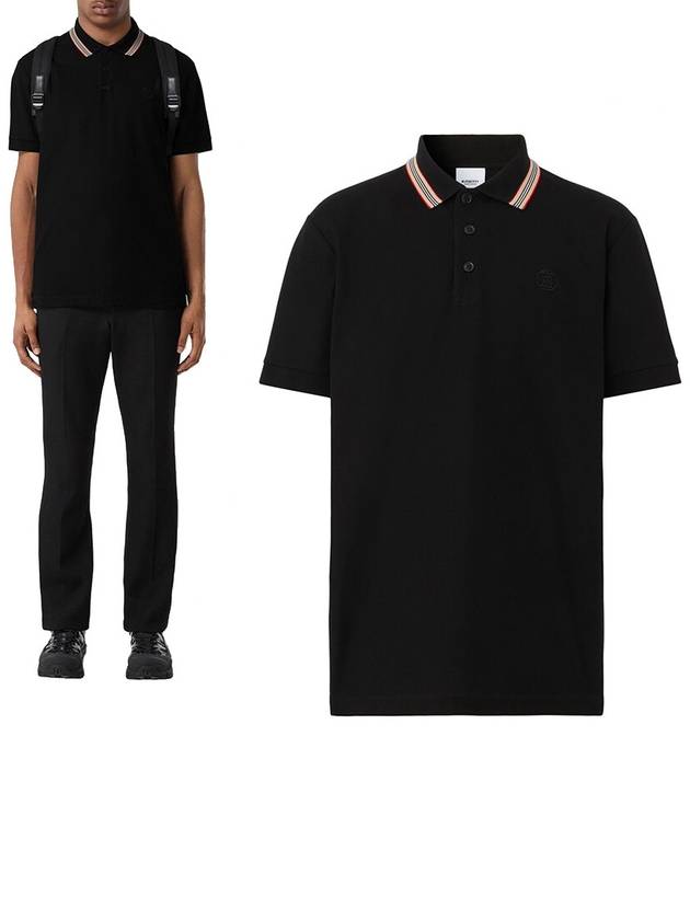 Striped Cotton Polo Shirt Black - BURBERRY - BALAAN 2