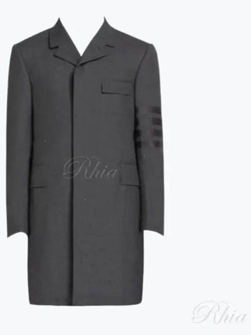 4-bar stripe plain weaving Chesterfield overcoat mock005A 06146 025 - THOM BROWNE - BALAAN 1