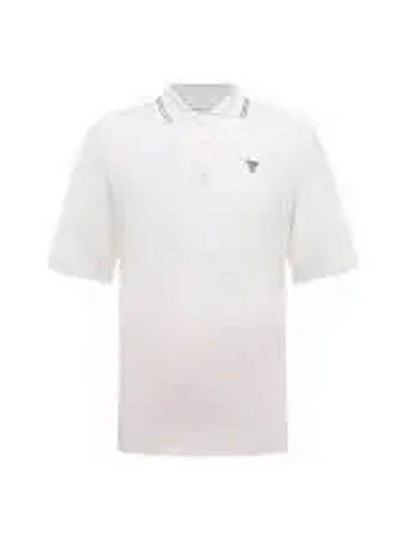 Logo Silk Short Sleeve Polo Shirt White - PRADA - BALAAN 2