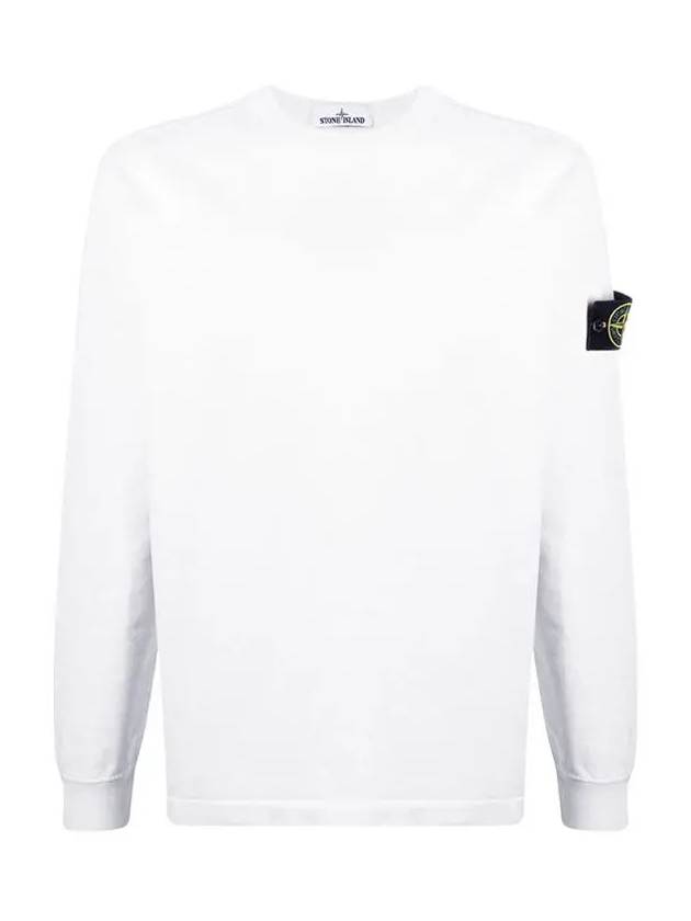 Logo Wappen Patch Crew Neck Long Sleeve T Shirt White - STONE ISLAND - BALAAN 2