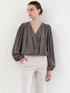 Volume Pleated Wrap Tencel Blouse Mocha Brown - SUBSET - BALAAN 1