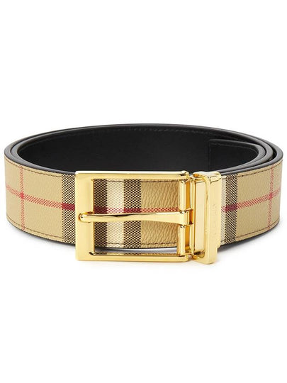 Engraved Logo Reversible Leather Belt Beige - BURBERRY - BALAAN 2