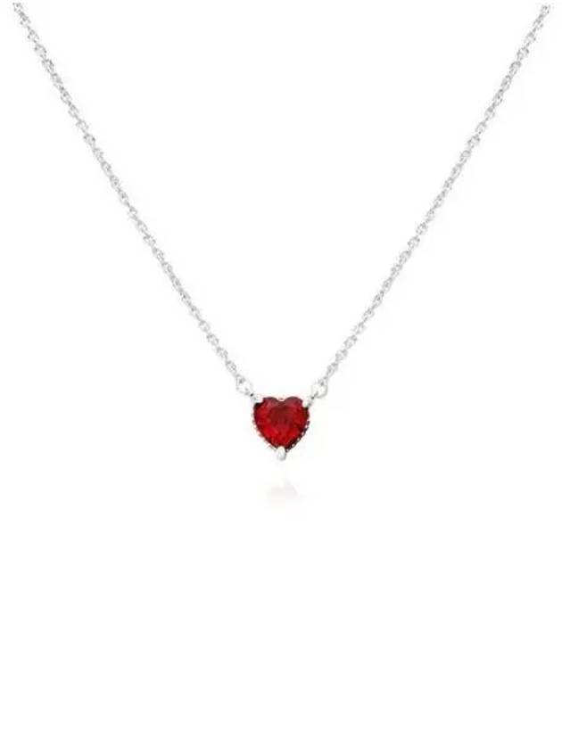 Sparkling Heart Halo Pendant Necklace Red - PANDORA - BALAAN 2