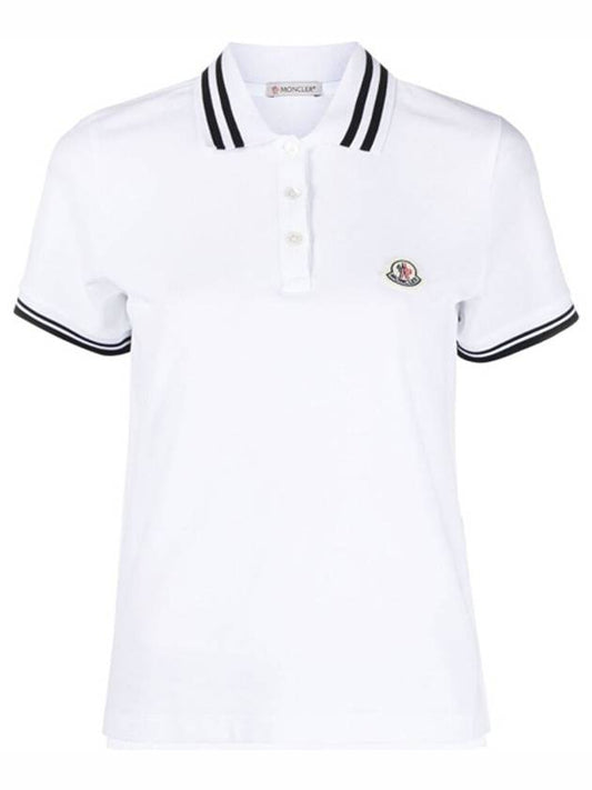 Logo Patch Cotton Short Sleeve Polo Shirt White - MONCLER - BALAAN 2