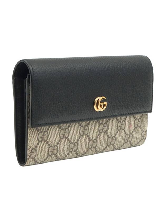 GG Supreme Canvas Black Leather Gold Plated Marmont Long Wallet 456116 - GUCCI - BALAAN 4