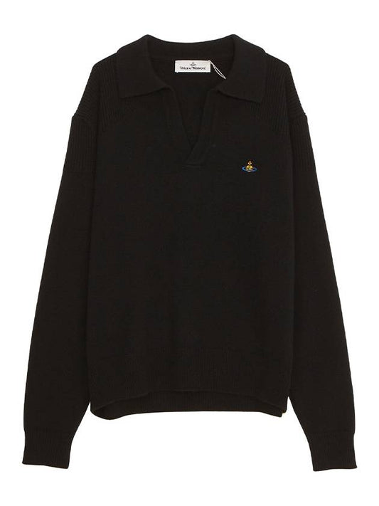 Football Polo Wool Knit Top Black - VIVIENNE WESTWOOD - BALAAN 2