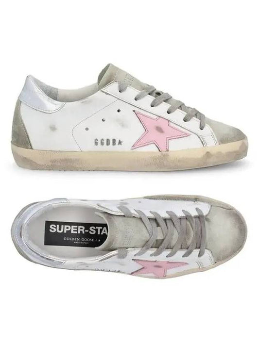 Women's Superstar Silver Heel Tab Pink Star Low Top Sneakers White - GOLDEN GOOSE - BALAAN 2