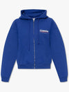 Slogan Print Zip-Up Hoodie Blue - VETEMENTS - BALAAN 3