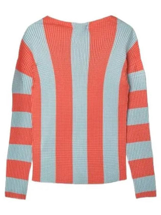 Striped pleated t shirt red pale blue long sleeve - SUNNEI - BALAAN 1