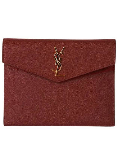 Envelope Uptown Baby Clutch Bag Burgundy - SAINT LAURENT - BALAAN 1