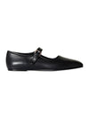 Ava Square Toe Leather Mary Jane Flat Black - THE ROW - BALAAN 1