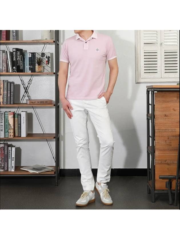 Logo Patch Washing Polo Shirt Pink - STONE ISLAND - BALAAN 3