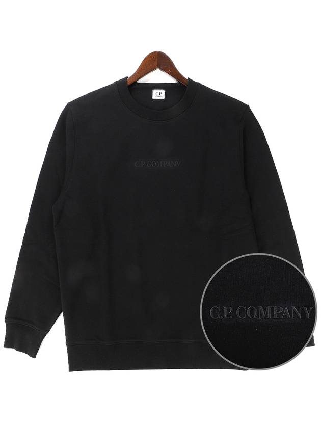 Embroidered Logo Cotton Sweatshirt Black - CP COMPANY - BALAAN 2