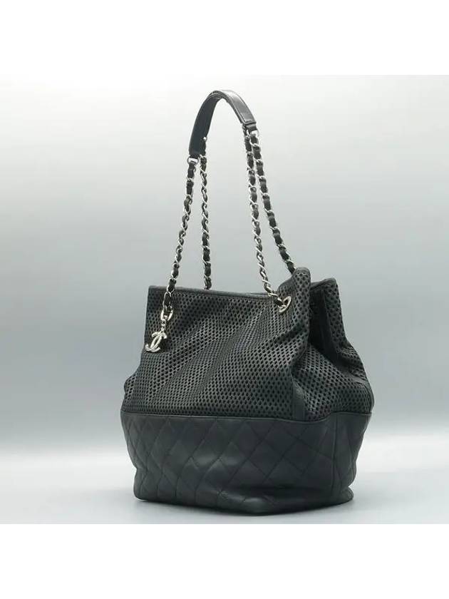 Black color leather north south Up In The Air silver chain shoulder bag - CHANEL - BALAAN 2