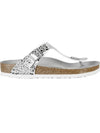 Women's Gizeh Leather Flip Flops Metallic Stone Silver - BIRKENSTOCK - BALAAN 1