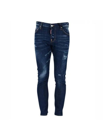 Men's Cowboy Patch Circle Wrinkle Jean Blue - DSQUARED2 - BALAAN 1