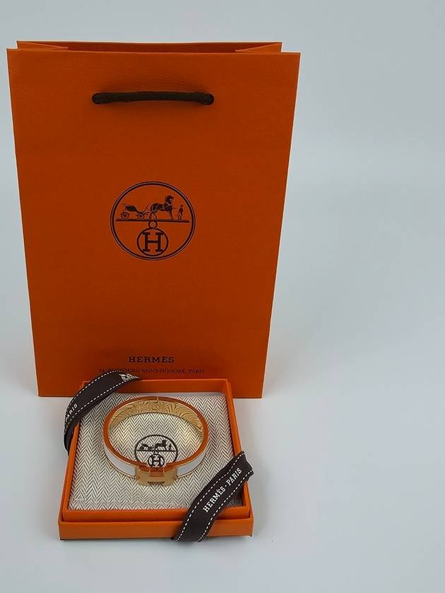 Clic H Bracelet Rose Gold Blanc - HERMES - BALAAN 4