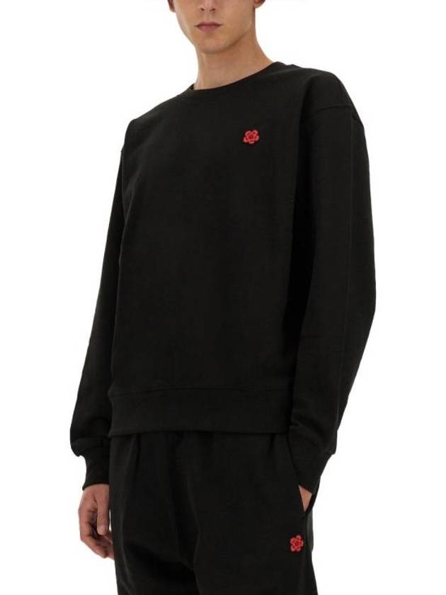 Boke Flower Embroidery Crew Neck Cotton Sweatshirt Black - KENZO - BALAAN 5