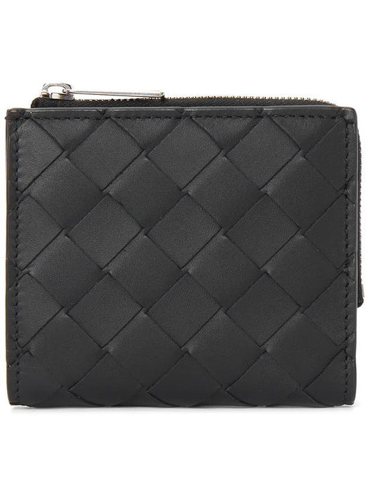 Intrecciato Bifold Calfskin Half Wallet Black - BOTTEGA VENETA - BALAAN 2