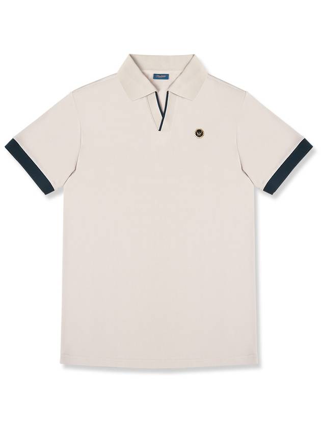 WOMEN REGULAR-FIT OPEN COLLAR POLO SHIRT BEIGE - MEASPHERA - BALAAN 1