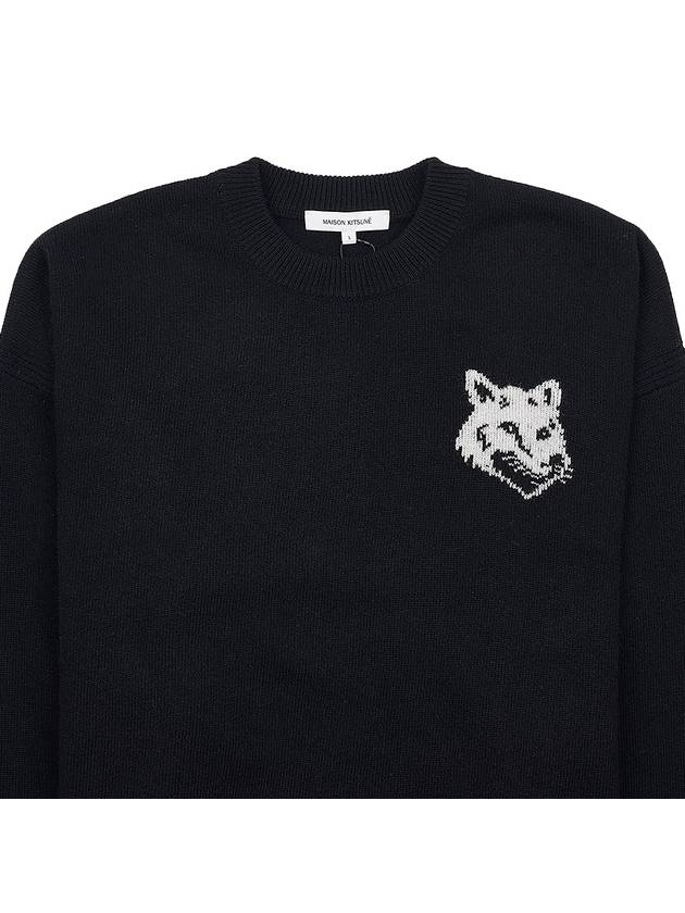 Maison Kitsune Men's Foxhead Intarsia Comfort Jumper LM00819KT1063 BK - MAISON KITSUNE - BALAAN 3