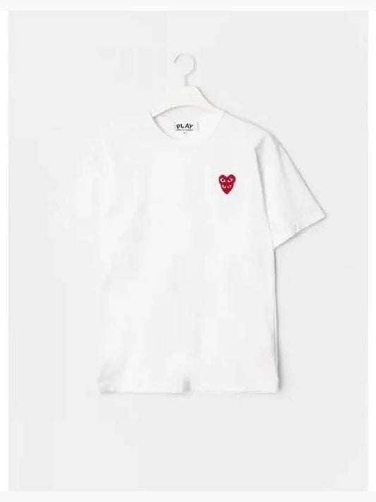 Unisex Double Red Heart Wappen T Shirt White Domestic Product GM0024040882853 - COMME DES GARCONS PLAY - BALAAN 1