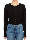 Bea ORB Embroidered Logo Crop Cardigan Black - VIVIENNE WESTWOOD - BALAAN 4