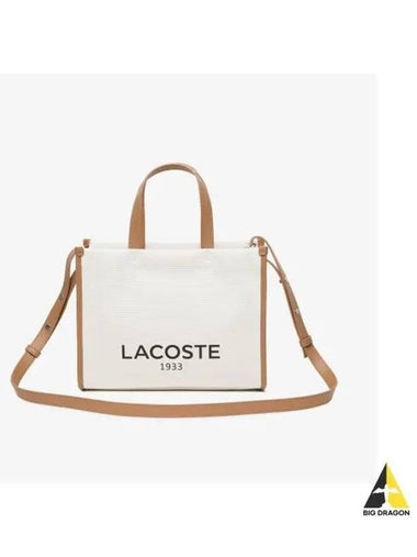 Women s Heritage Canvas Tote Cross Bag Beige - LACOSTE - BALAAN 1