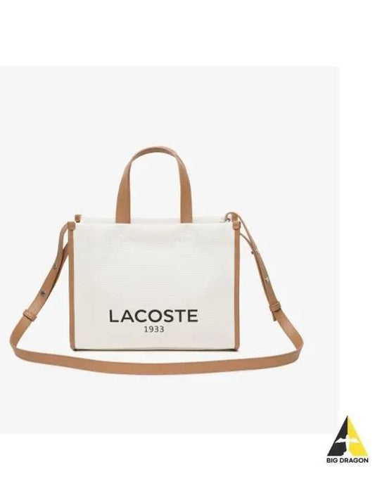 Women s Heritage Canvas Tote Cross Bag Beige - LACOSTE - BALAAN 1