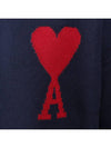 Big Heart Logo Wool Knit Top Navy - AMI - BALAAN 7