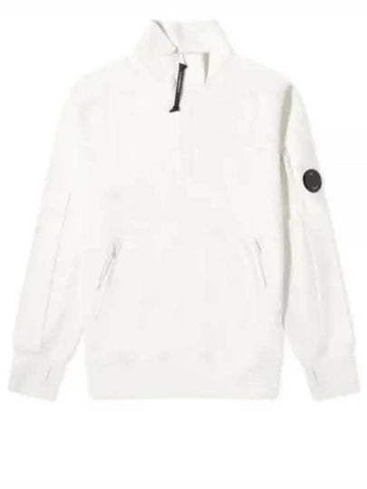 Diagonal Raised Fleece Half Zipped Sweatshirt Gauze White - CP COMPANY - BALAAN 2