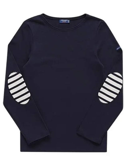 0844 NAVY ECRU Meridien Modern Stripe Elbow Patch Long Sleeve T shirt - SAINT JAMES - BALAAN 2