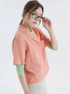 Tailored collar linen blend short sleeve shirt orange 0045 - VOYONN - BALAAN 3