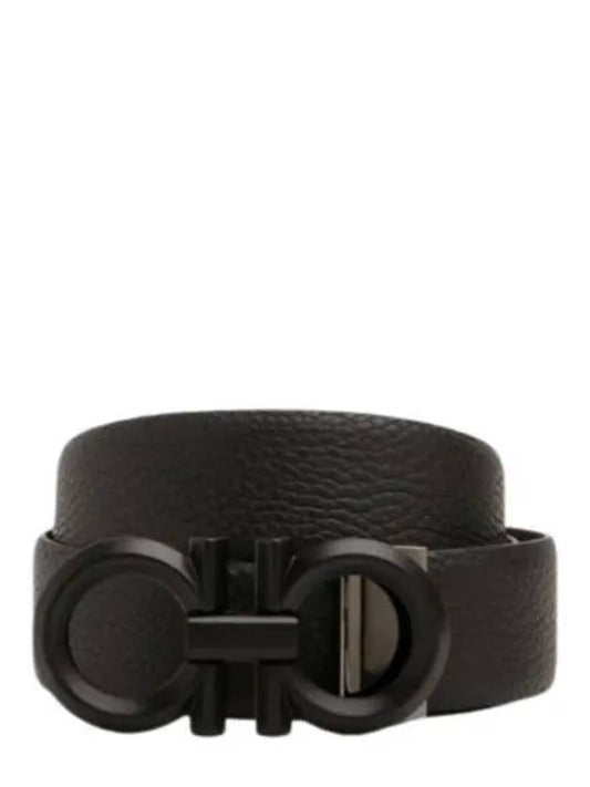 Gancini Buckle Reversible Leather Belt Black - SALVATORE FERRAGAMO - BALAAN 2