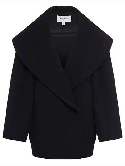 Women's Zipper Round Wool Caban Jacket Black - ALAIA - BALAAN 2