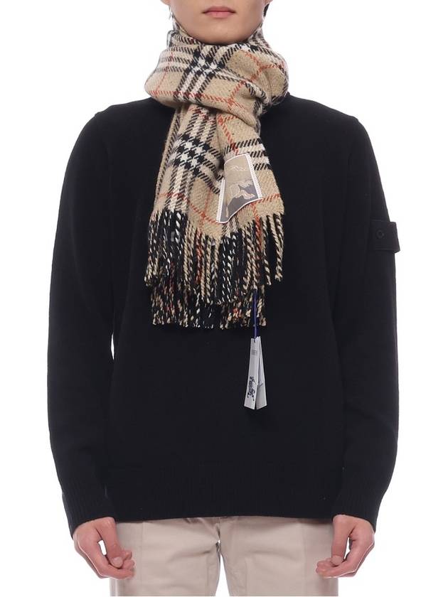 Check Reversible Wool Cashmere Scarf Sand - BURBERRY - BALAAN 4