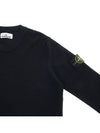 Men's Wappen Patch Crew Neck Wool Knit Top Black - STONE ISLAND - BALAAN 5