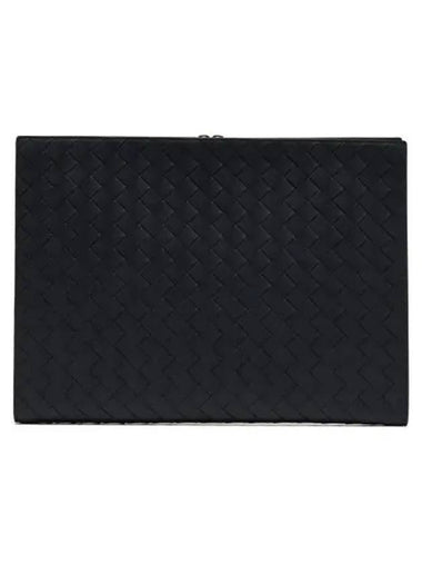 Intrecciato Zipper Around Clutch Bag Dark Navy - BOTTEGA VENETA - BALAAN 1