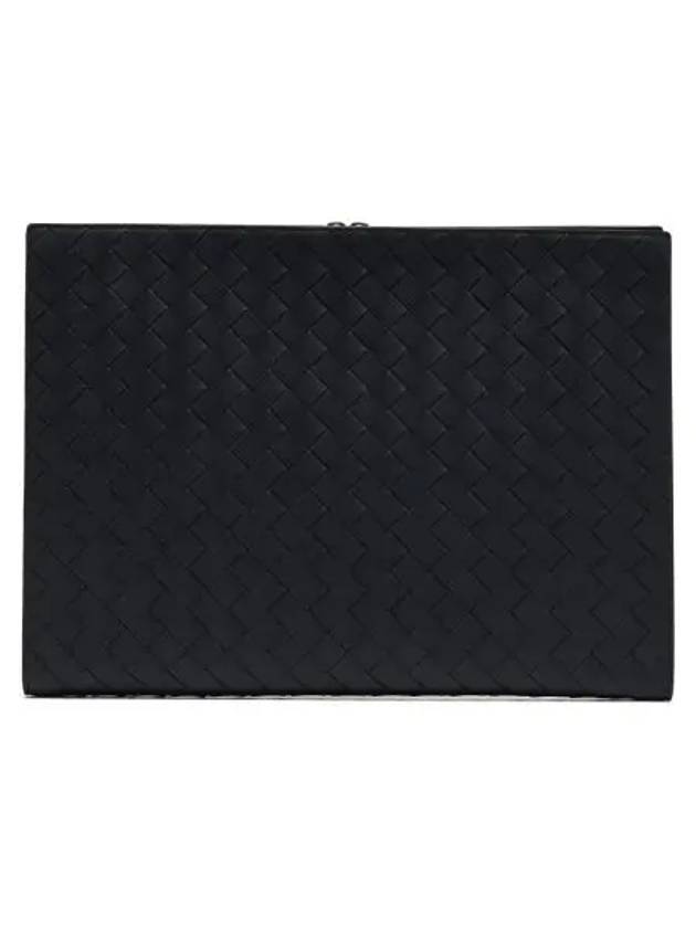 Intrecciato Zipper Around Clutch Bag Dark Navy - BOTTEGA VENETA - BALAAN 1